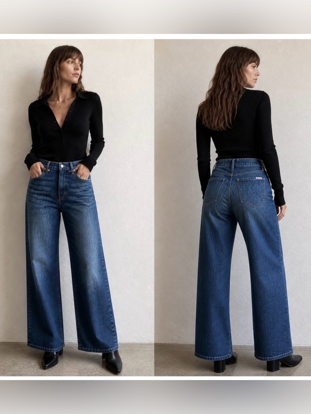 Hudson Rosalie Wide Leg Jeans in Dione Dark Blue Denim Size 27